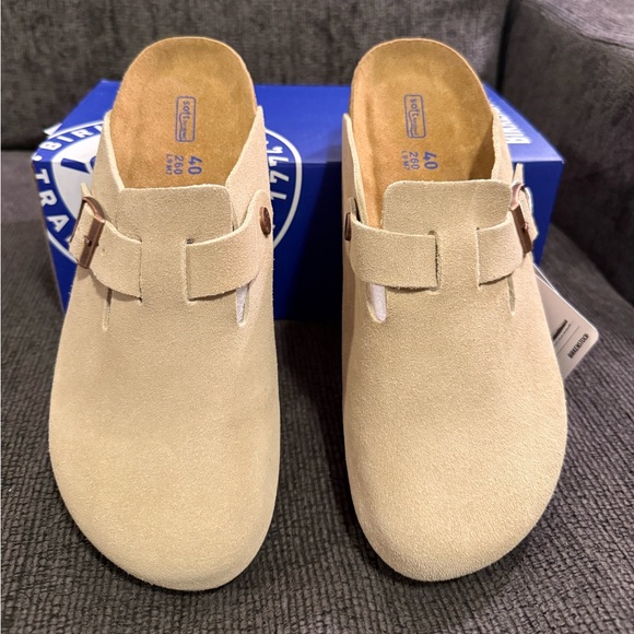 Birkenstock Shoes - Birkenstock Suede Clogs in Khaki EU 40 US MENS 7 WOMENS 9